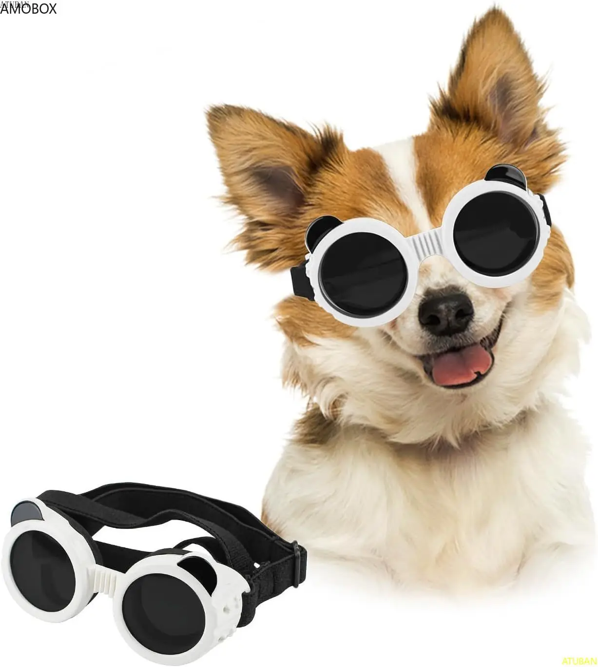 

AMOBOX Sunglasses for Small Dogs,Cats Puppy Goggles Eye Protection Windproof Dustproof Anti-UV with Adjustable Straps