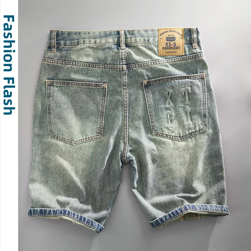 2024 Summer Loose Vintage 92% Cotton Jeans For Men Clothing Washed Soft Cotton Loose Straight Man Shorts Baggy Short Jeans Pants