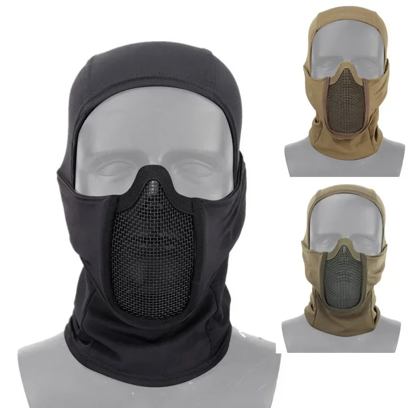 Tactical Full Face Mask Balaclava Cap Motorcycle  Airsoft Paintball Headgear Metal Mesh Hunting Protective Mask