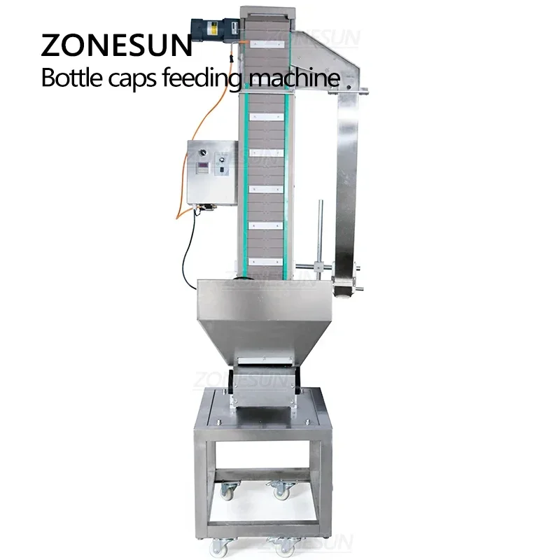 ZONESUN Automatische aangepaste plastic PET-fles Bulkpotdop Voeden Lifting Lift Machine Transportband Productielijn