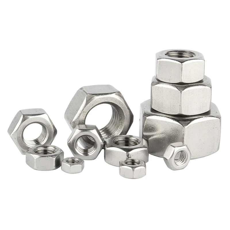 DIN934 M5 M6 M8 M10 M12 M14 M16 M18 M20 M22 M24 304 Stainless Steel Hexagon Hex Nuts Metric Hex Nuts