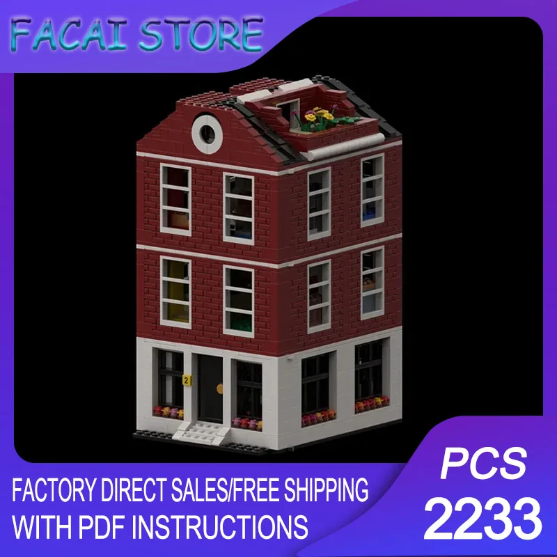 

City Street View Model Moc Building Blocks Modular 4-Story House Technology Brick DIY Assembly Construction Toy Holiday Gifts