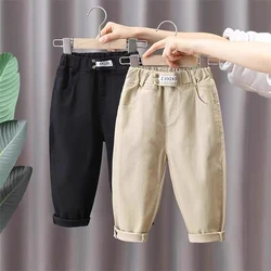 Boys Pants Spring Autumn Elastic Waist Solid Color Loose Trousers 2-8Years Old Fashion Boy Casual Harem Pants