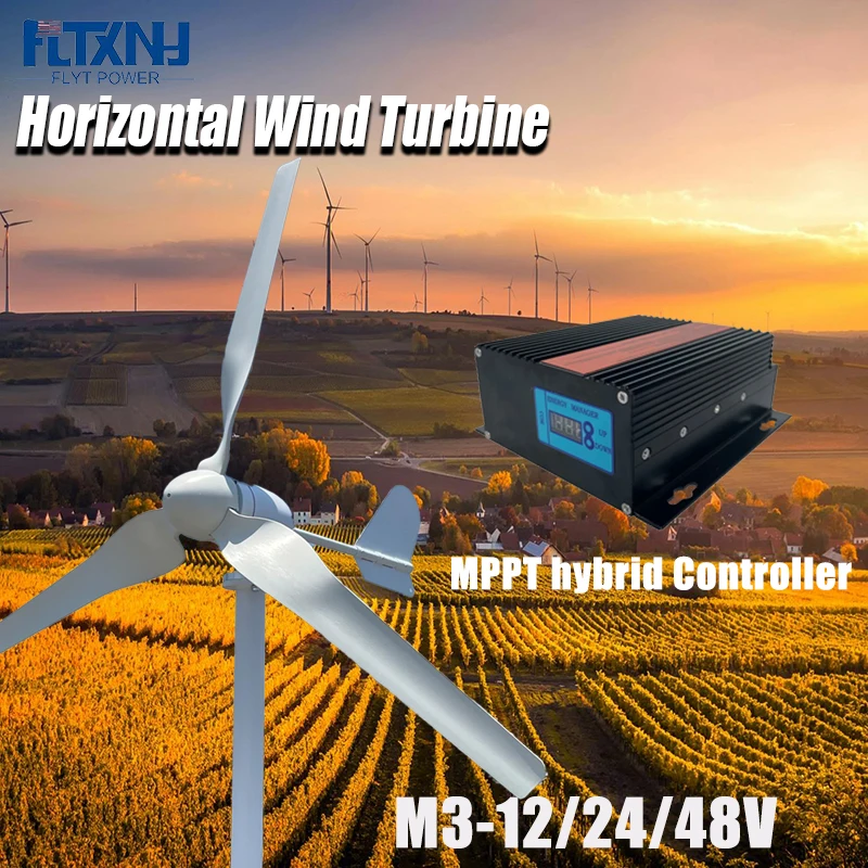 

8000W Wind Turbine Generator 12V 24V 48V Low Starting Wind Speed Free Alternative Energy With MPPT Hybrid Controller For Homeuse