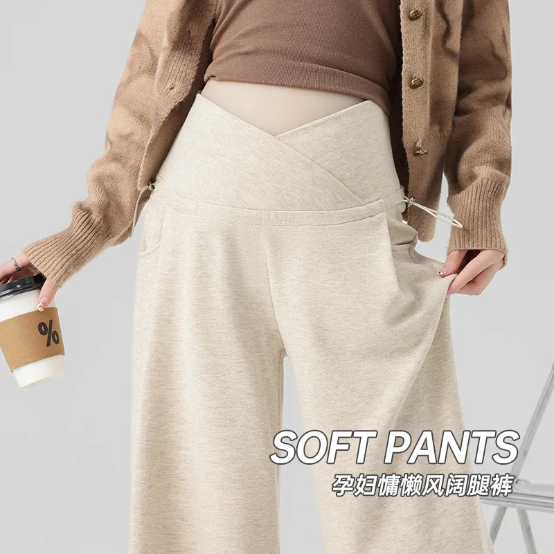 New Maternity Pants Comfortable Loose Casual Trousers Maternity Wear Wide-leg Pants Pregnant Women Spring Autumn Outer Wear