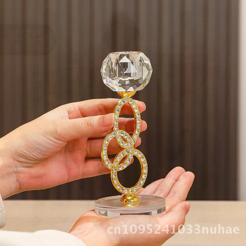 

2-Piece Crystal Metal Candlestick Set - Gold/Silver Romantic Atmosphere Create Home Decorations Crystal Ornaments