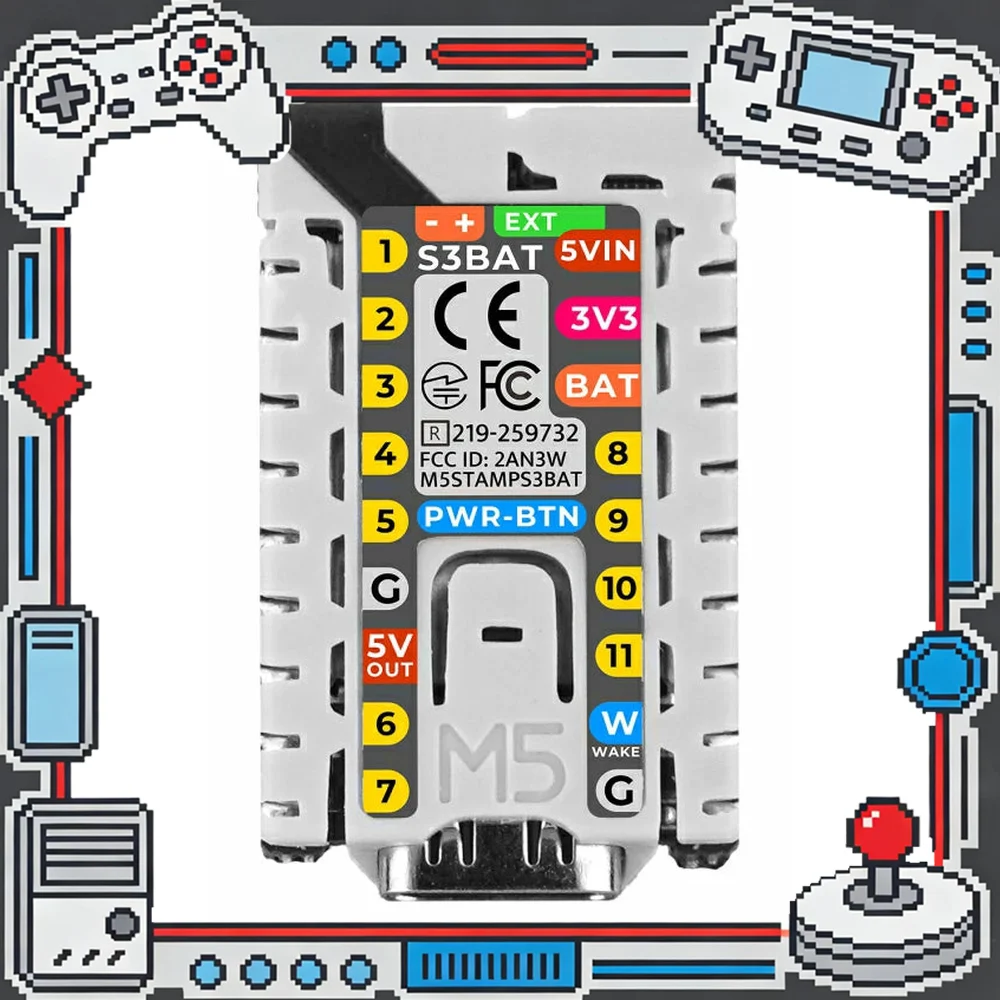M5Stack M5StampS3 BAT ESP32-S3 Embedded Core Module with Power Management and 2.54mm Header Pins