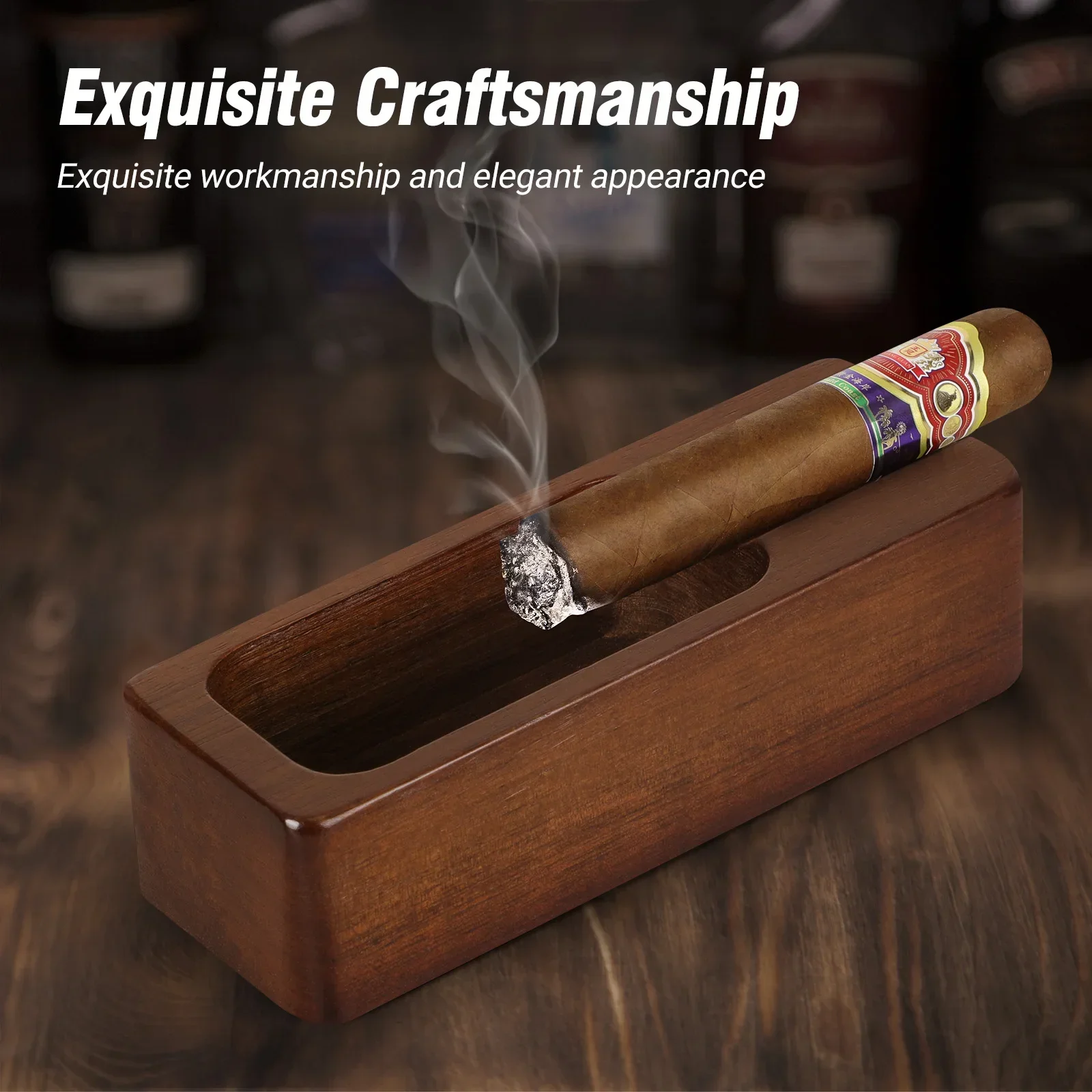 

Cigar Ashtray Wooden Smokers Outdoor Home Office Decoration Useful Portable Travel Ashtray Smoking Lover's Gift accessories