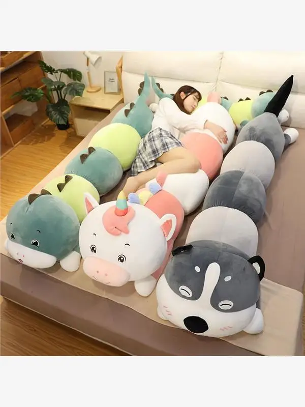 

Мягкая игрушка-подушка в виде динозавра Hu, подушка-обнимашка для девочек, мягкий тканевый материал, наполнитель из ПП-хлопка, в форме собаки