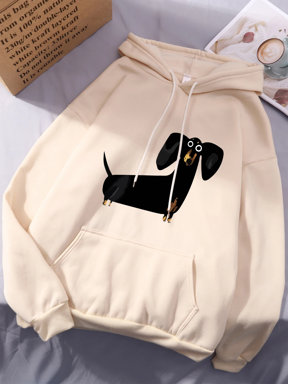 Divertenti cani bassotto stampe felpe con cappuccio da donna in pile invernale caldo con cappuccio tasca casual felpa comoda abbigliamento sportivo da donna allentato