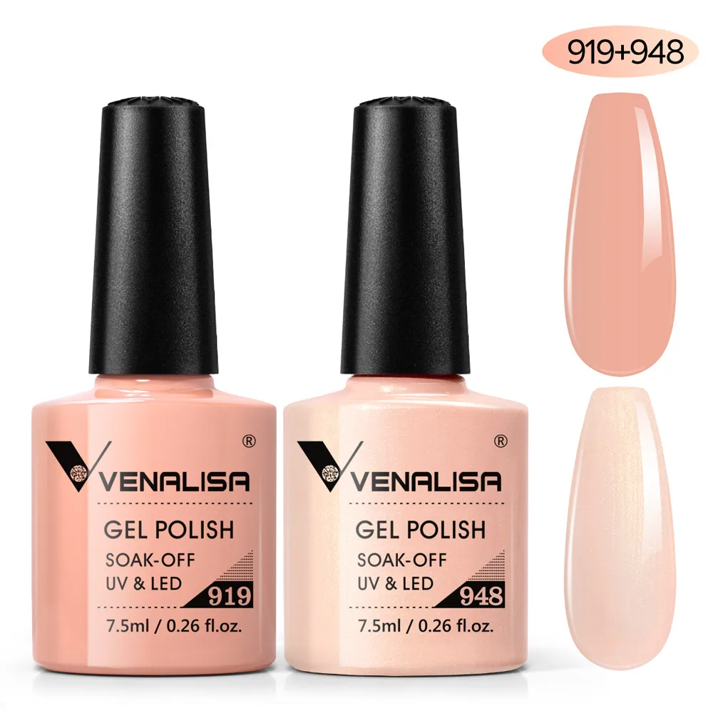 2pcs/kit Venalisa Nail Gel Polish 7.5ml Gorgeous Color Base Nowipe Top Coat Soak Off UV LED Nail Manicure Great Coverage Lacquer