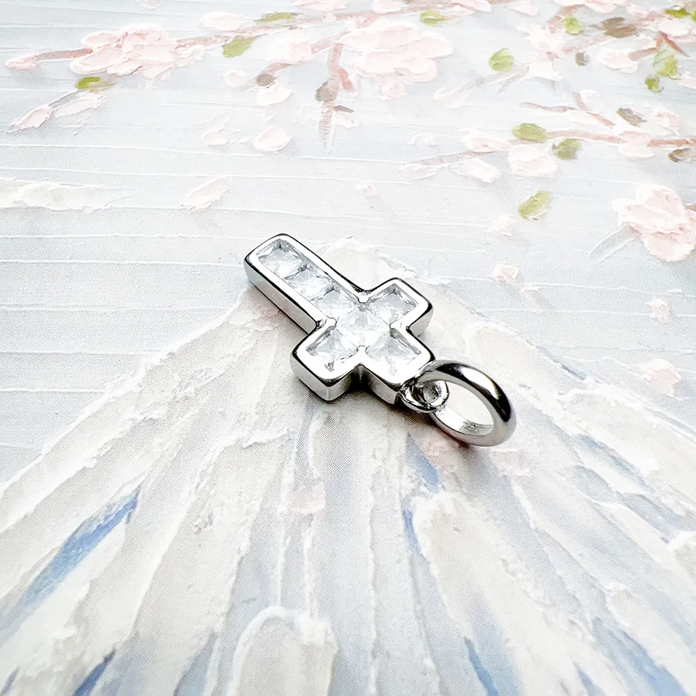 Pendant White Cross Brand New 925 Sterling Silver Glam Jewelry Europe Accessorie Trendy Gift For Woman