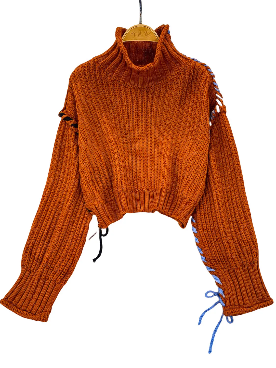 Senhoras suéter de malha solta meia gola alta estilo preguiçoso casual solto ajuste cordão mole outono inverno moda ens...