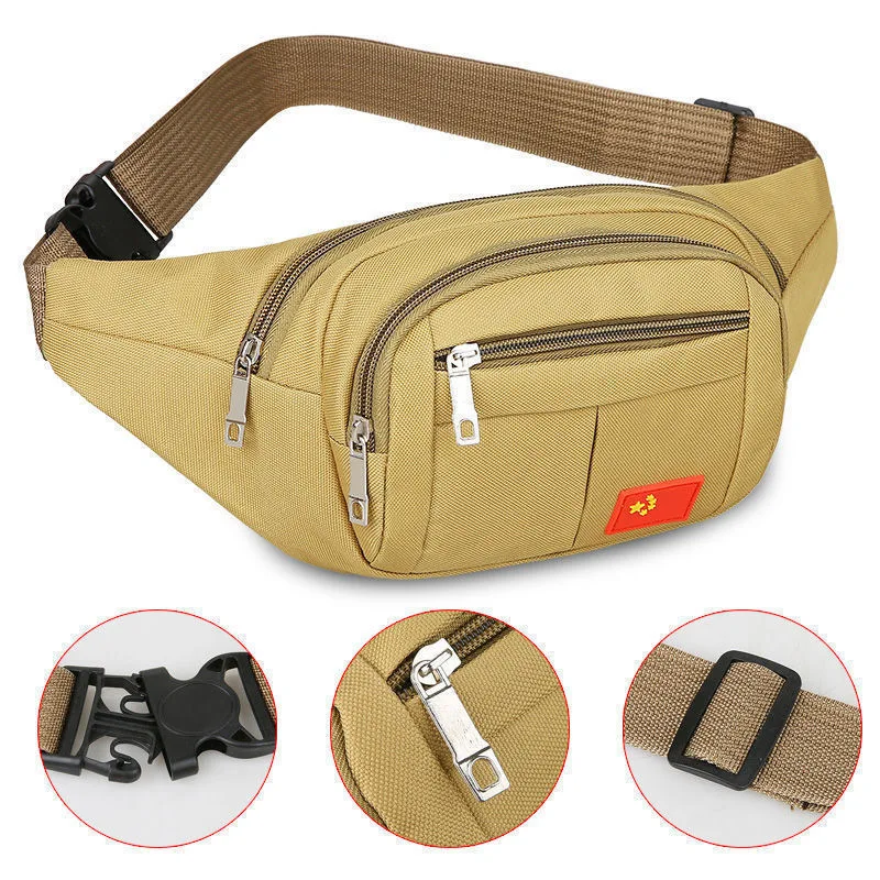 

Oxford cloth sports travel waist bag hot selling men's fashionable chest bag large capacity mobile phone Fanny Pack crossbody