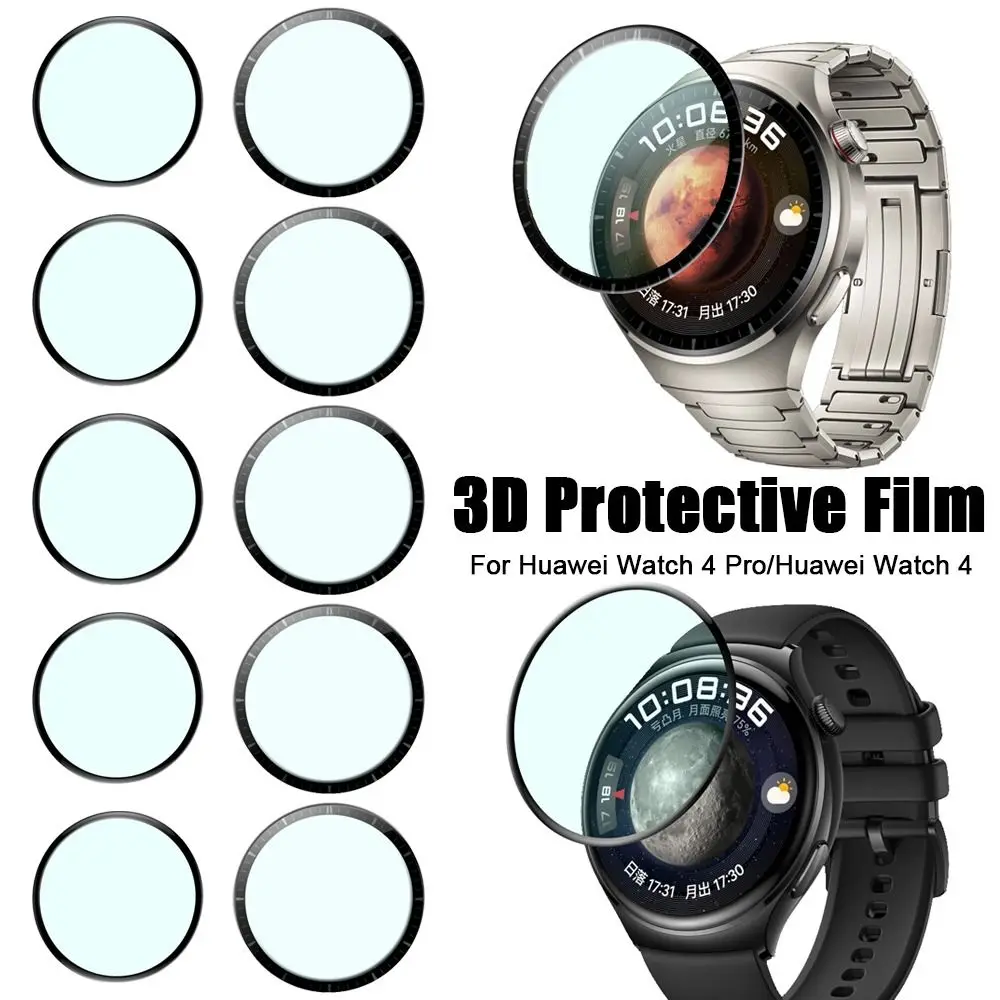 5 pçs à prova de riscos cobertura completa acessórios protetor de tela capa 3d película protetora sem vidro para huawei relógio 4 pro