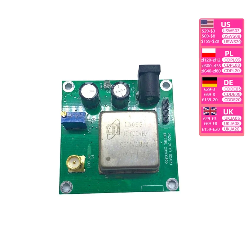 10M OCXO board constant temperature crystal oscillator 10MHz good stability sine wave output