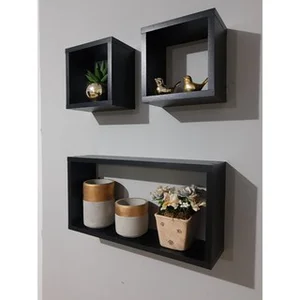 Kit 03 Nischen MDF Schwarzer Haus Zimmerzimmer Dekoration Küche Badezimmer Industriebüro Großer Wand gerade Holz Holz 8 Hauptverkaufsnischen in MDF - №3