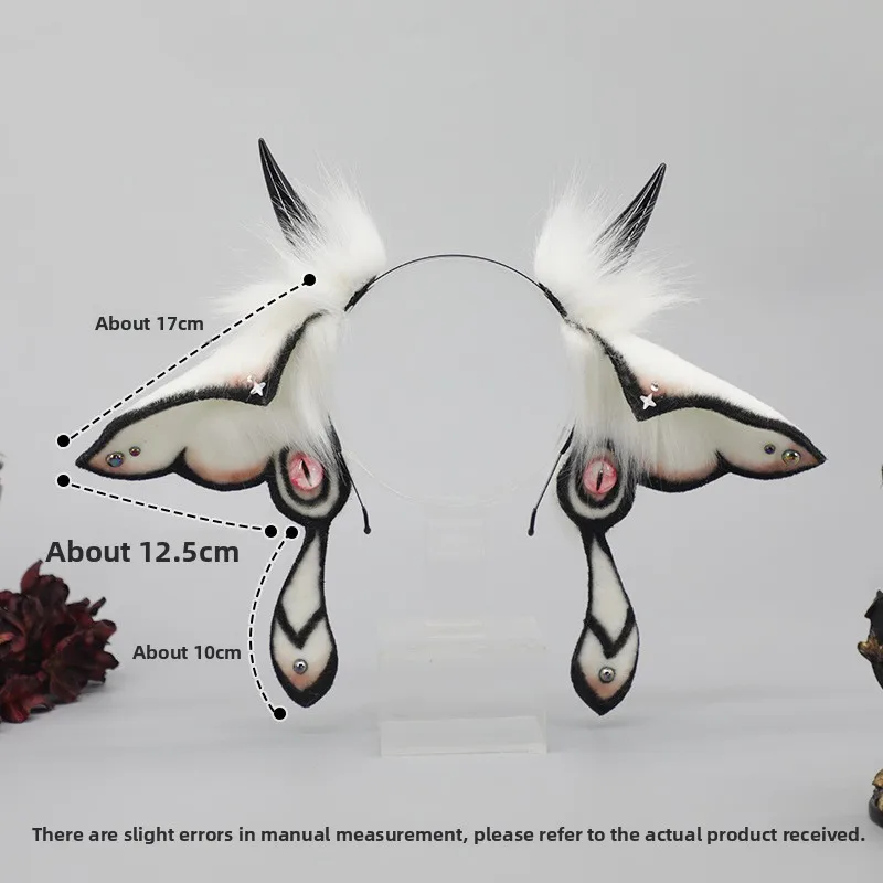 Halloween Demon Fantasy Creature Headwear Comic-Con Dress Up Simulation Plush Moth Headband Hair Accessories Ears