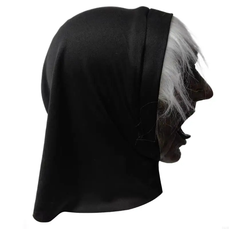 H58E Halloween Witch Mask, Full Head Witch Mask Latex Animal Mask, Novelty Halloween Witch Costume for Masquerade Party