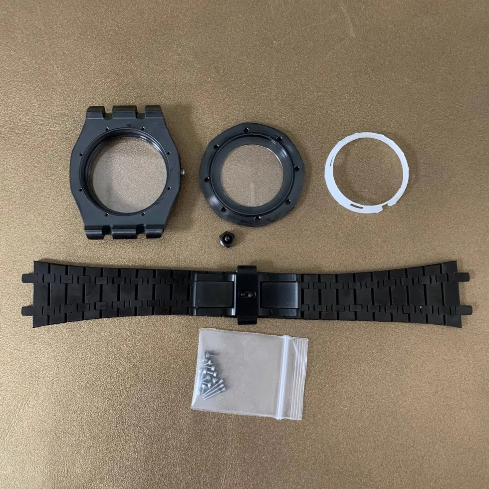 Zestawy do zegarków AP 41mm w kolorze złota PVD DIY do mechanizmów NH34 NH35 4R36, przezroczysta tarcza, szkło szafirowe, modyfikowane akcesoria do kopert zegarków.