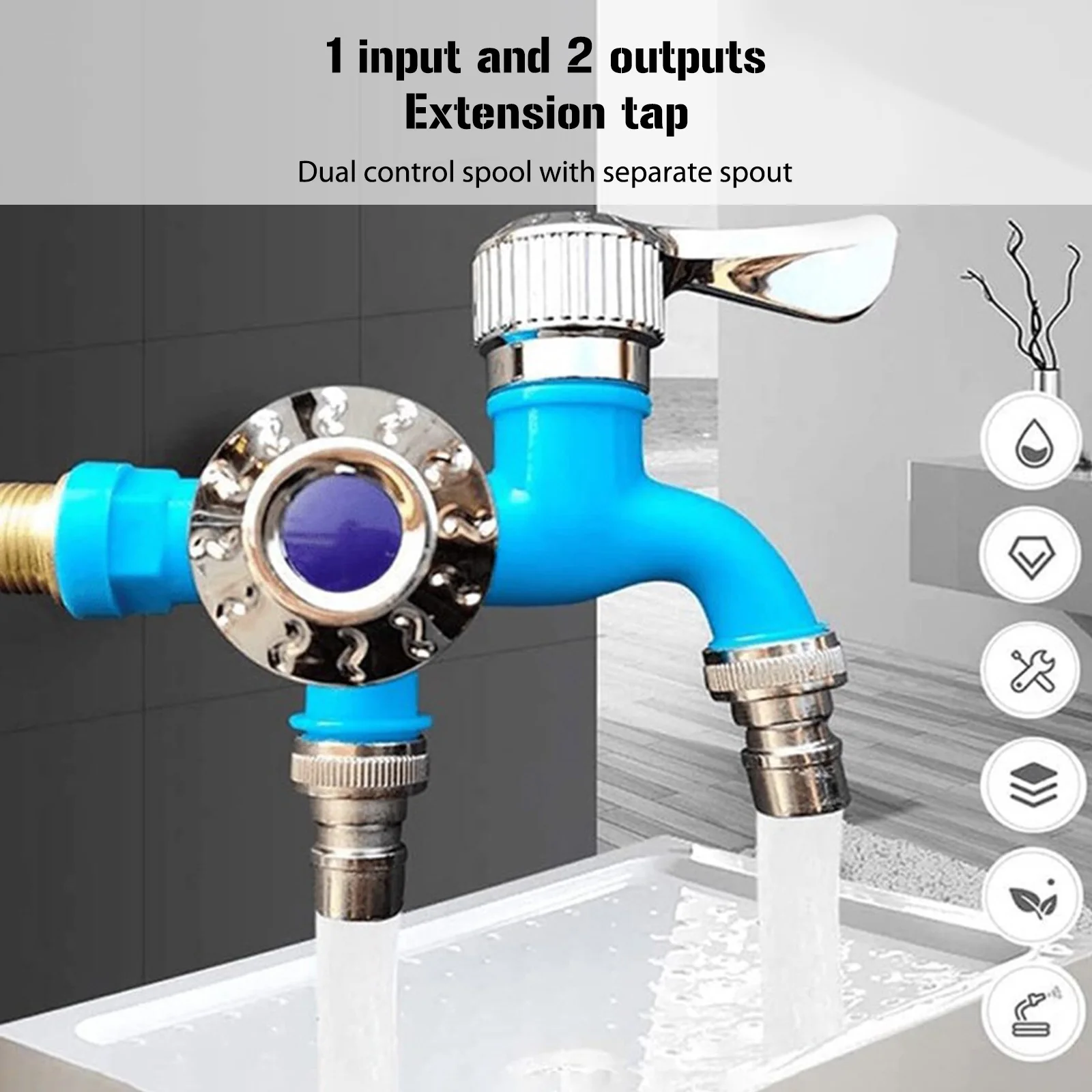 Washing Machine Faucet One-in-two-out Bathroom Faucet Wall Mounted Double Water Outlet Faucets Bathroom Accessories