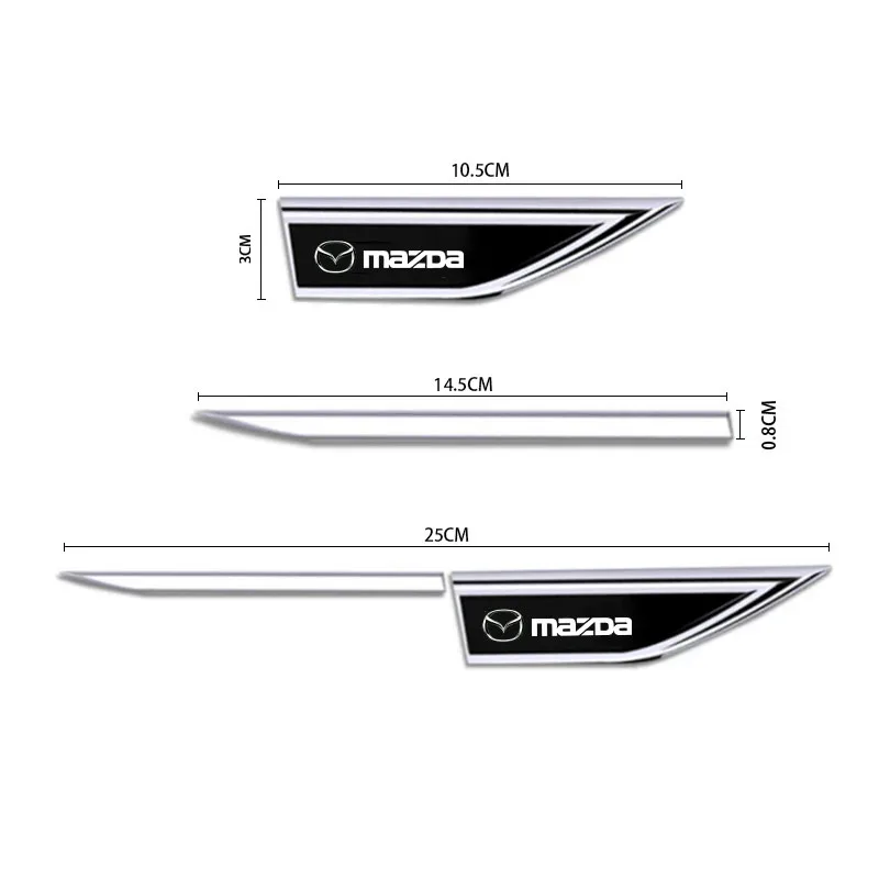 2Pcs Car Stickers Badge Metal 3D Decorative Blade Style for Mazda 3 6 CX5 2 CX3 CX9 MX5 RX8 Axela Demio Atenza MS GJI GH BK MP