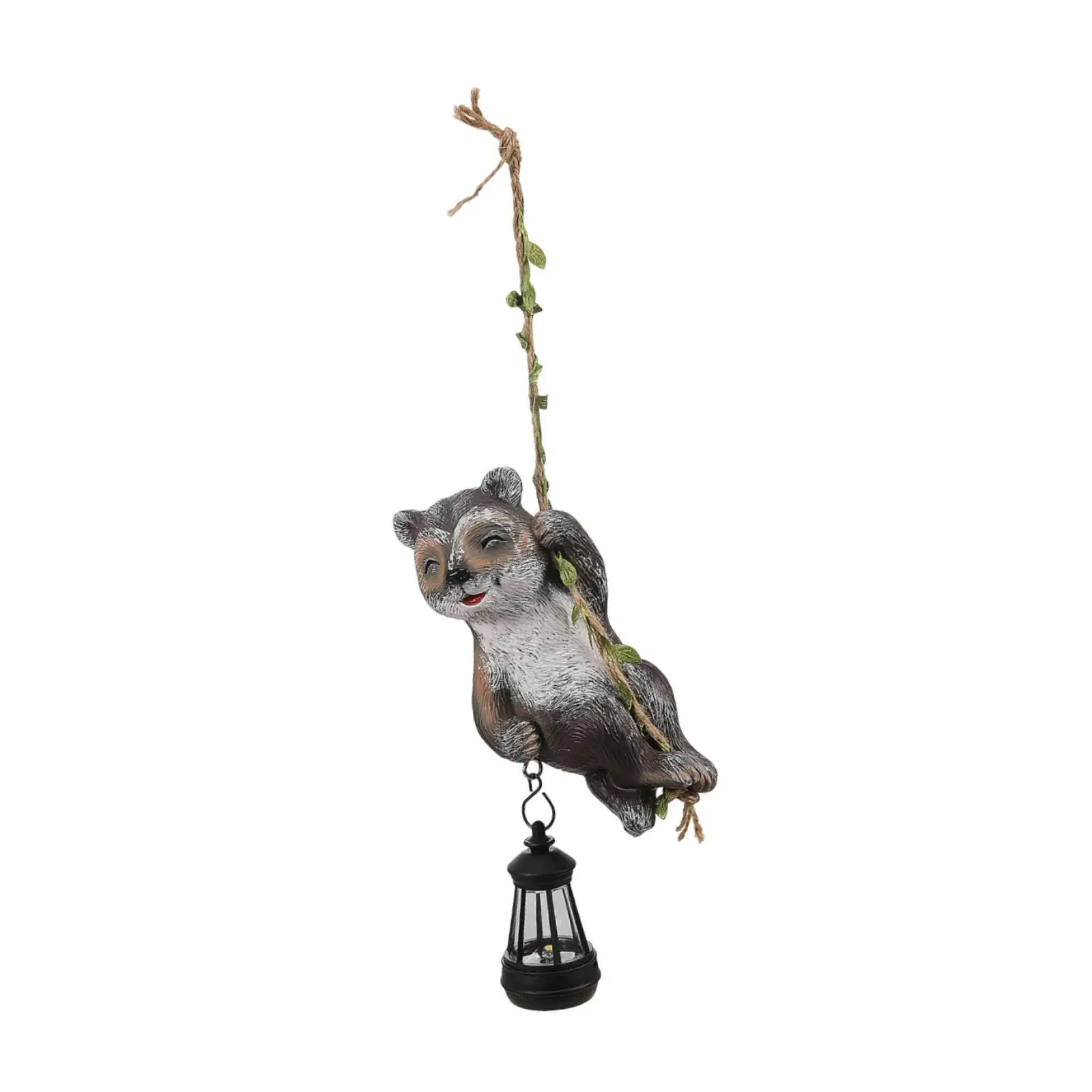

Raccoon Climbing on Rope Solar Light Outdoor Statue for Park Porch Terrace