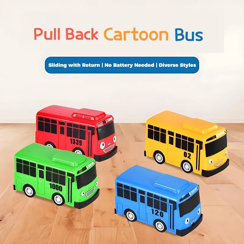 Mini Pull Back School Bus Toy with Openable Doors Cartoon Sliding Vehicle Educational Gift for Boys Girls Kids