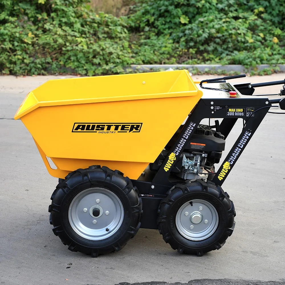 AUSTTER Mini Dumper Motorized Wheel Barrow Petrol 4X4 Mini Gasoline Powered Wheelbarrow with  6.5Hp Petrol Engine