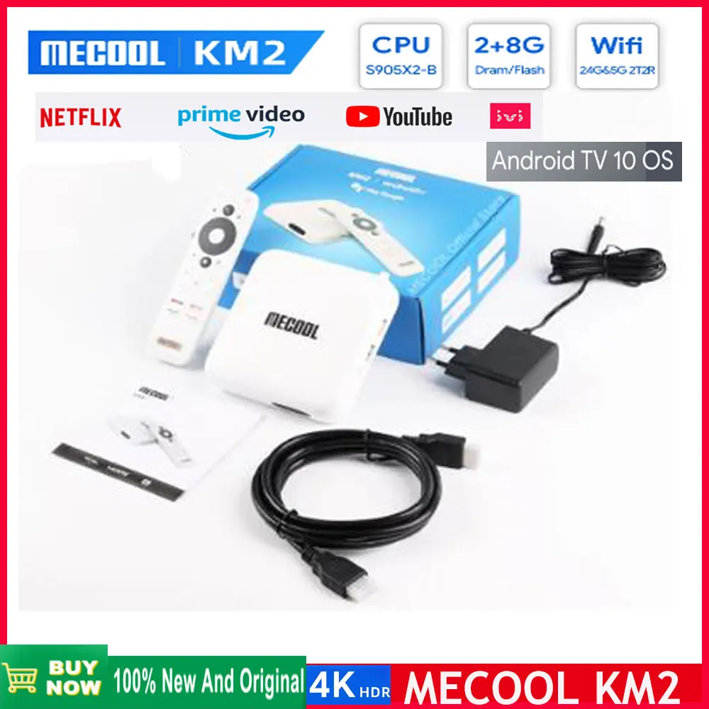 ТВ-приставка Mecool KM2, 4K, Amlogic S905X2, 2 Гб DDR4, USB3.0, SPDIF, Ethernet, Wi-Fi, HDR, 10 ТВ-приставок, домашний медиаплеер