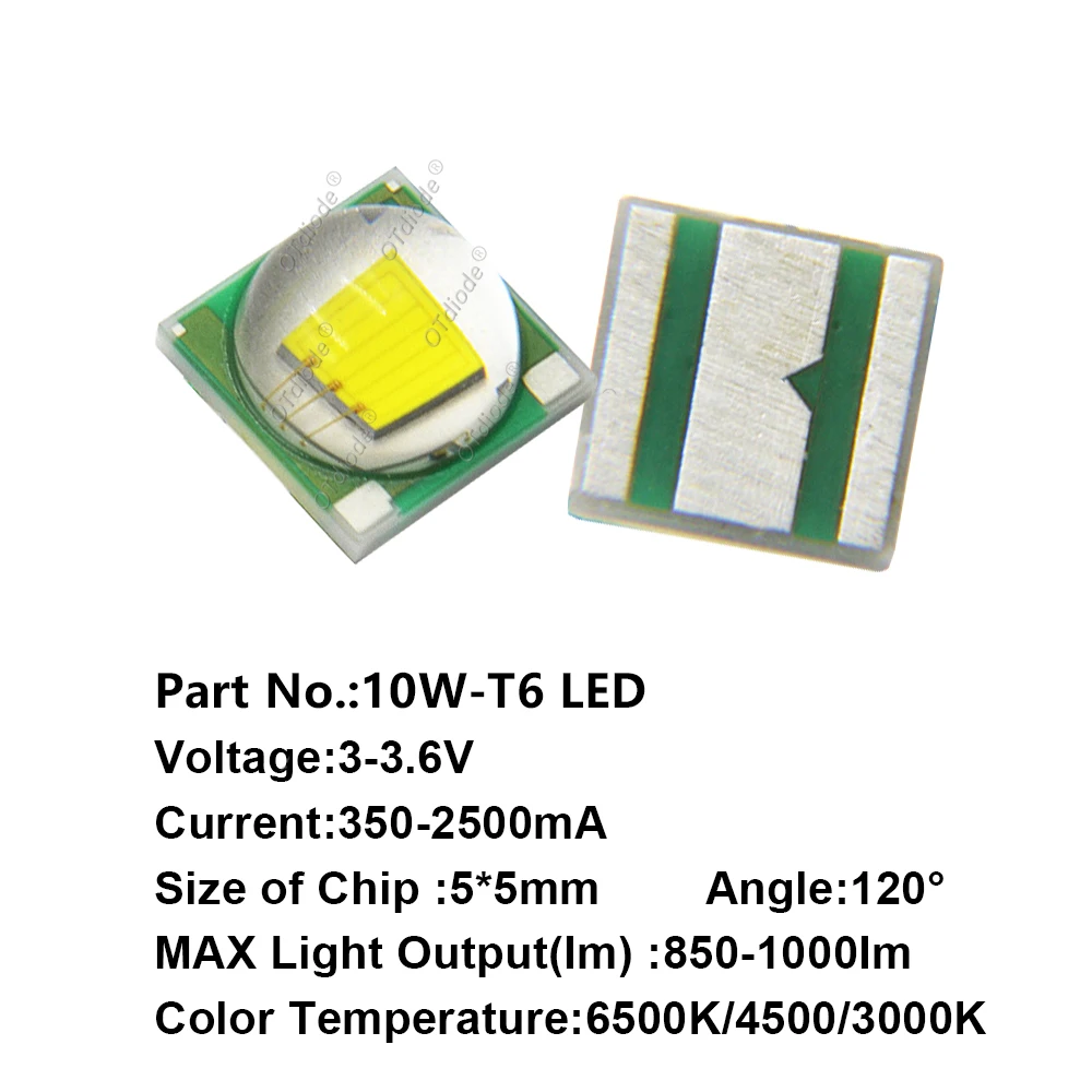 5 Stuks 5W 8W 10W High Power Led Diodes 50-l2 Xml T6 3-3.6V 5*5Mm Chip Diodes Warm Koud Wit Keramische Substraat Zaklamp Onderdelen