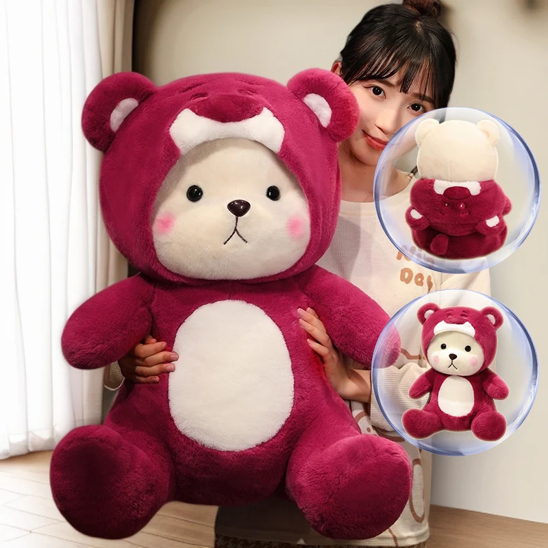 25-65cm Cute Purple Teddy Tales Plush Toys Stuffed Animal Bear with Hat Kawaii Soft Doll Pillow Girl Room Decor Children's Gifts