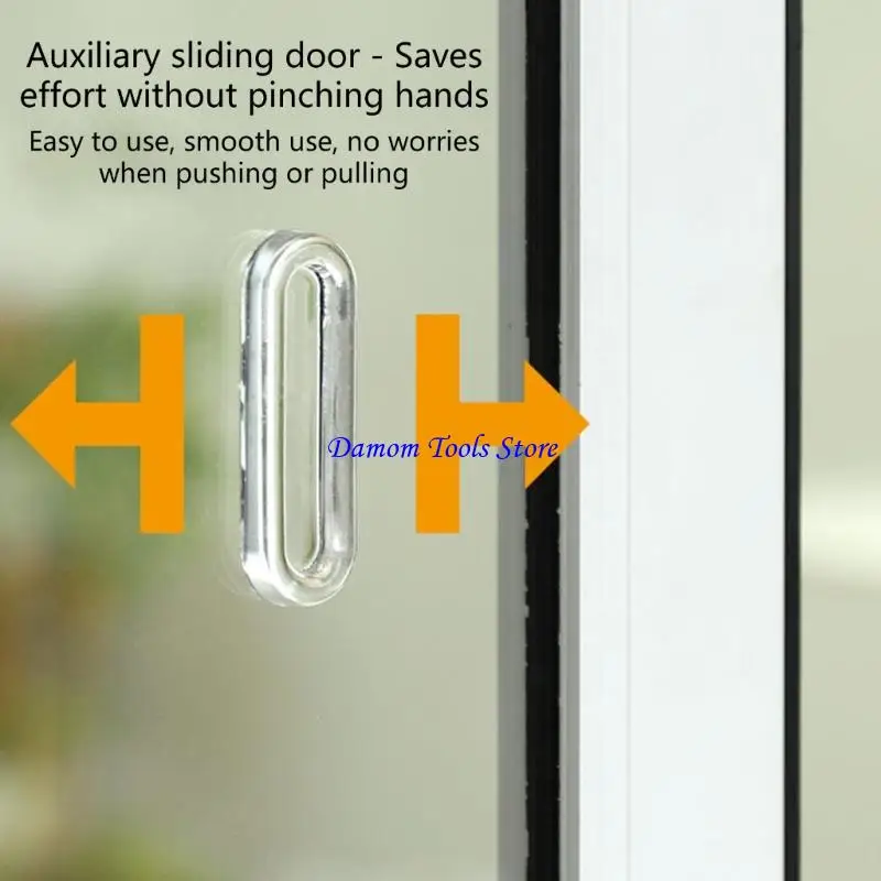 57BE No Drill Sliding Door Handle Clear Adhesive Backing Effortlessly Installation