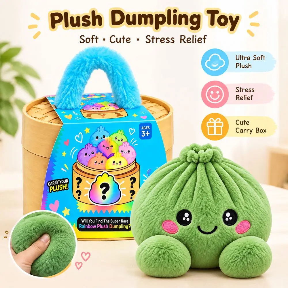 Soft Plush Stuffed Dumpling Squishies Fidget Steamer Box Stuffed Steamed Bun Pillow Stress Relief Squishy Dumpling Toy