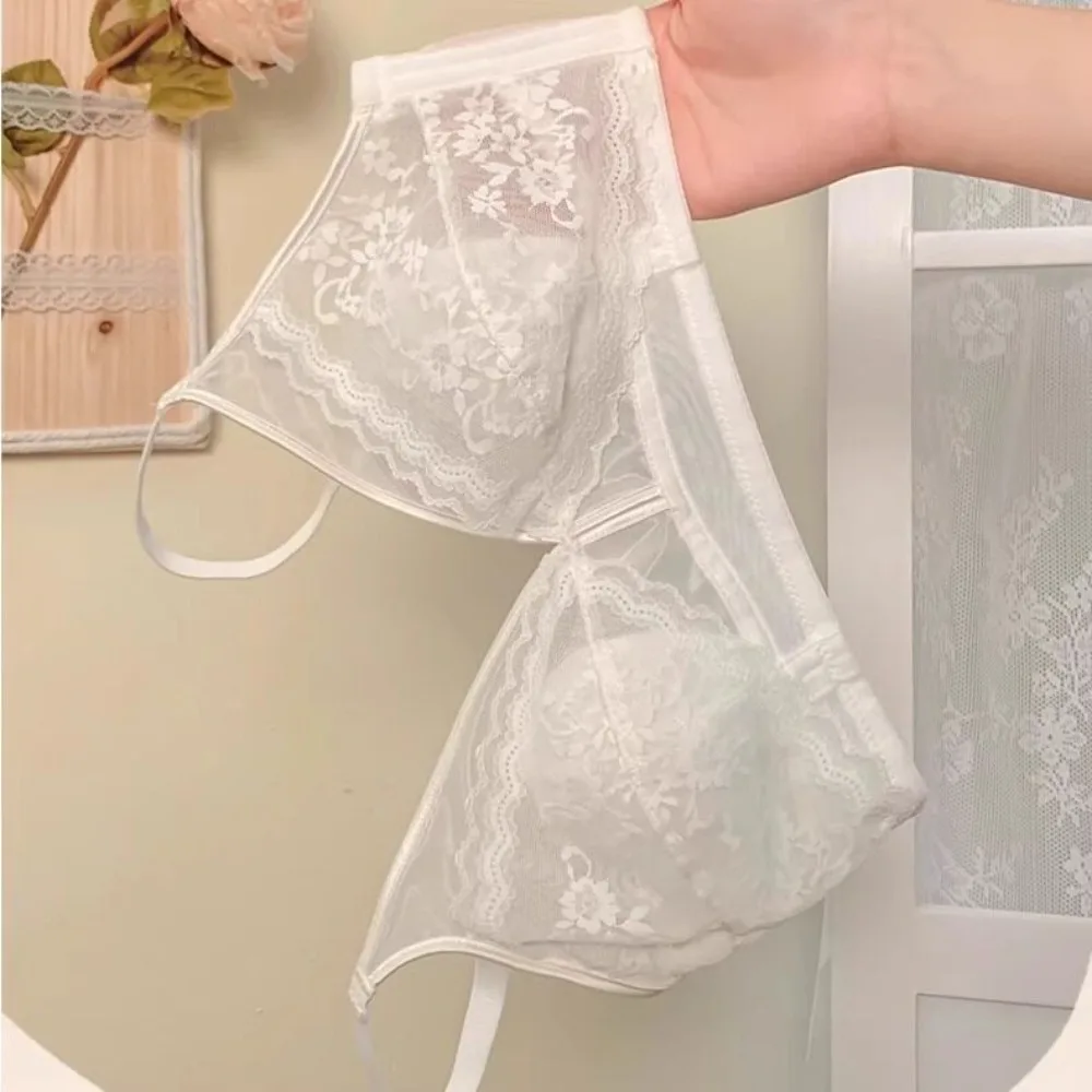 Ladies Rabbit Ear Thin Lace Wireless Minimiser Bra Summer Underwear Side Collect Anti Sagging Brassiere for Big Bust, Size32-42