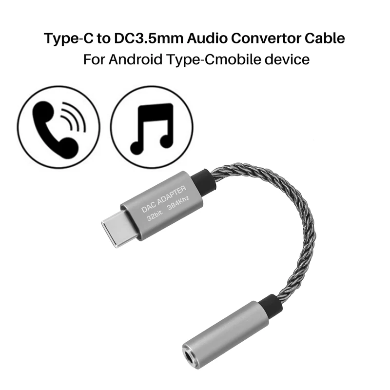 A17Z ALC5686 USB Type-C To 3.5Mm DAC Headset Amplifier 16-32 Ohm 125DB PCM 32B/384Khz Digital Decoder Audio Adapter