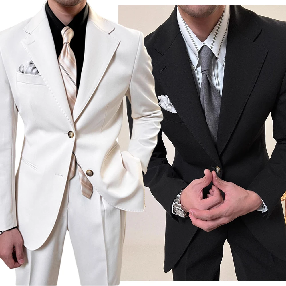

High Quality Men's Business Casual Suit For Wedding Groom Wear Prom Best Man Blazer Slim Fit 2 Pieces Size Jacket+Pant XS-6XL