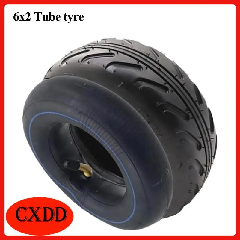 Set of 6' 6X2 F0 Pneumatic Tires with Inner Tubes Compatible with Various Mobility Scooters