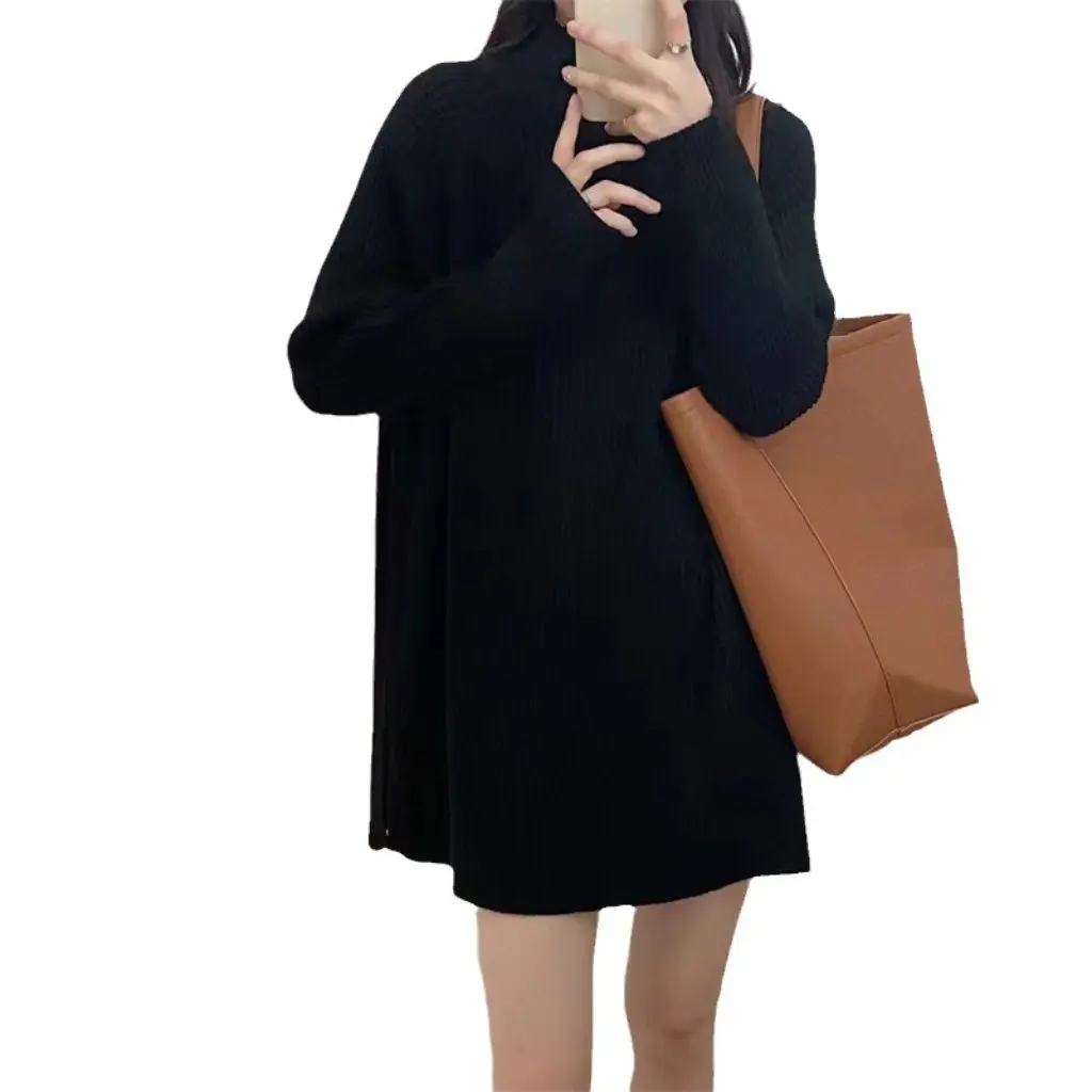 

Large Size Japanese Style Loose Half Turtleneck Women's Pullover Knitwear Autumn Winter Fashion Lazy Style Innerwear
