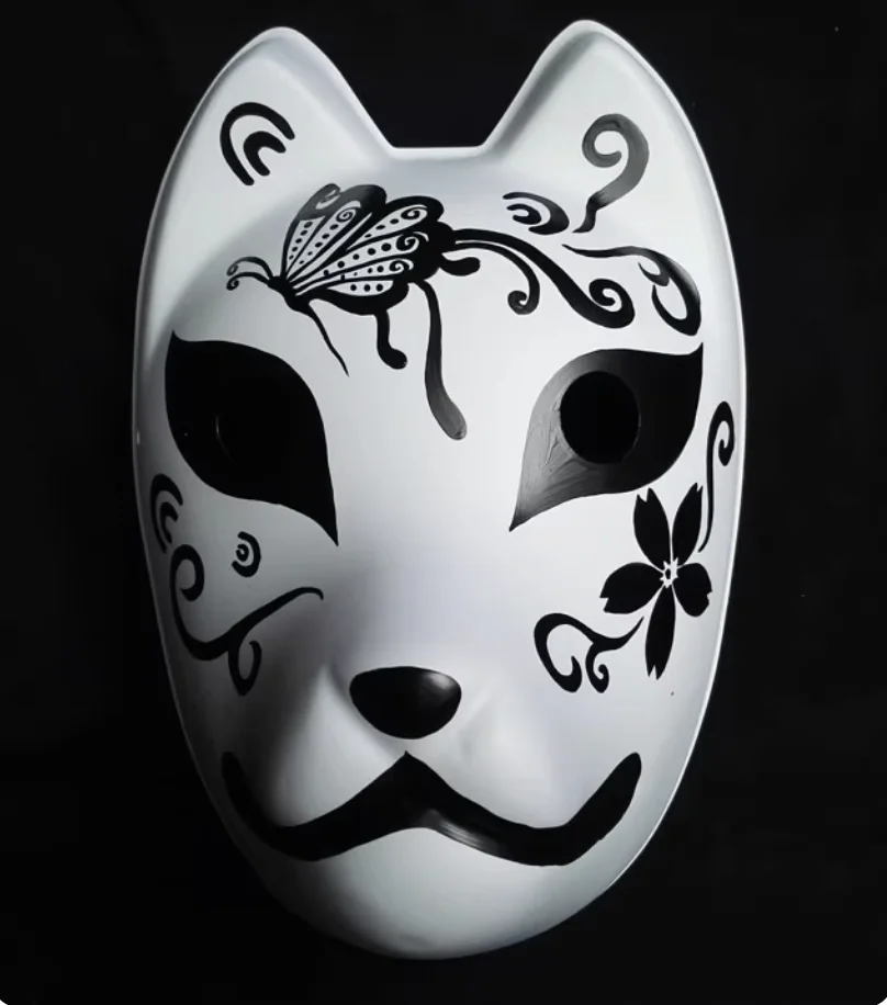 Japanese Kitsune Shippuden Hatake Kakashi Fox Mask Cosplay Props for Halloween Carnival Masquerade Noh Kyogen Kabuki Performance view 5