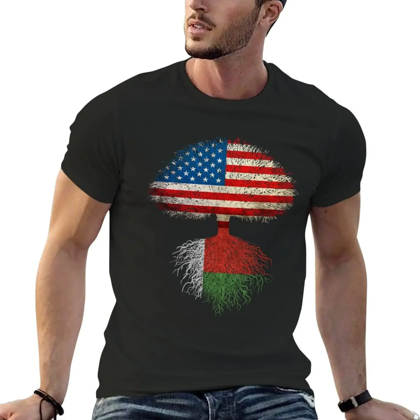 American Flag Malagasy Roots Madagascar Flag T-Shirt new gifts and t-shirts summer clothes fitted t shirts for men