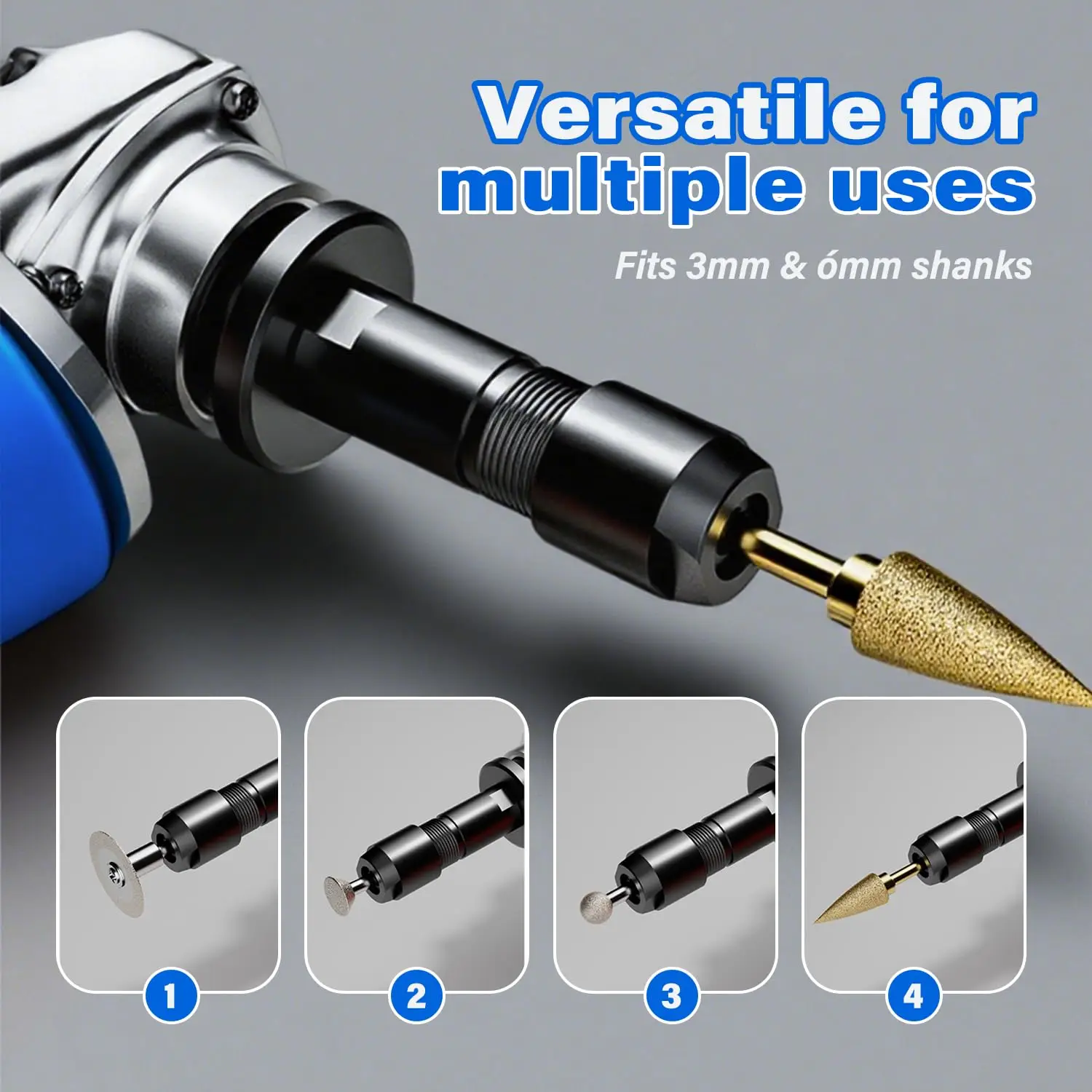 Heavy Duty Metal Angle Grinder Conversion Kit for Straight Grinding and Polishing 3mm 6mm Shank Compatible with 100 Series