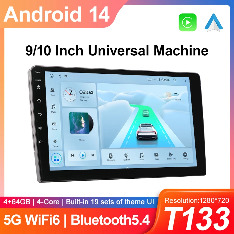 T133 Universal 7/9/10'' Multimedia 2 Din Double Din Wifi Car MP5 Player Android 14 GPS Navi Portable Car Stereo Radio