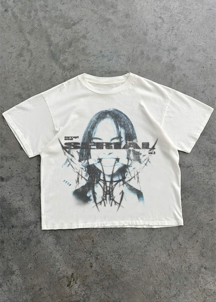 

Y2K Style Harajuku Vintage Grunge punk Crop tops Streetwear Gothic Punk Short Sleeve HighStreet Casual Slim Baby Tees Emo Girls