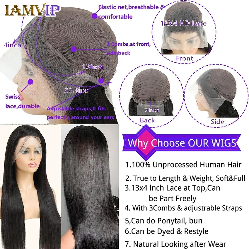 220 Density Hd Lace Frontal Wig Bone Straight Human Hair Wigs Pre Plucked Hd Transparent 13x4 13x6 Inch Front Soft Baby Hair Wig