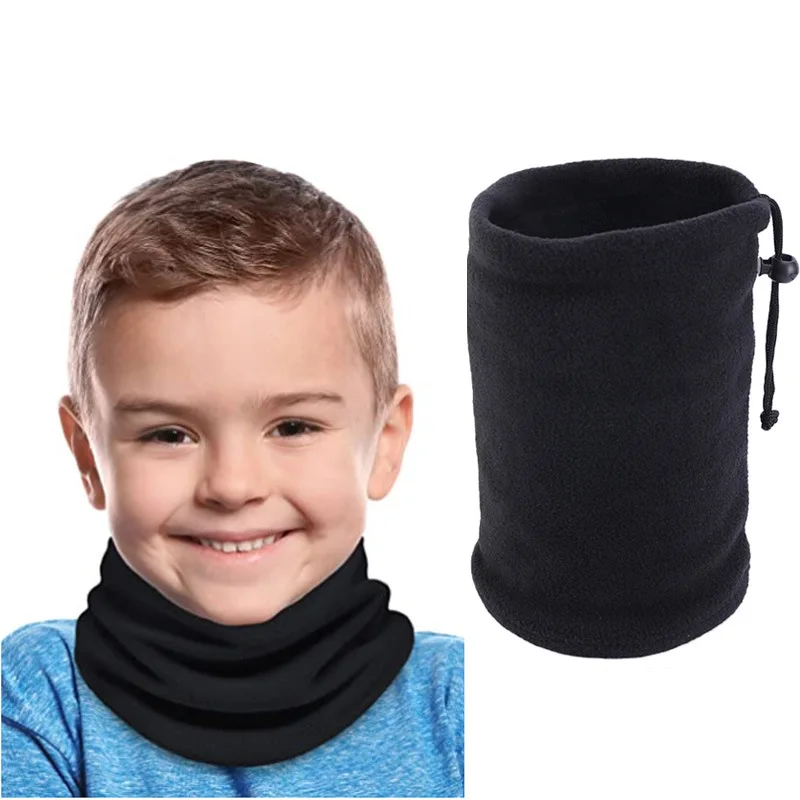 Bufanda deportiva de invierno para niños, forro Polar grueso, cuello, tubo calentador, cubierta facial ajustable, velo, gorra de esquí y Camping