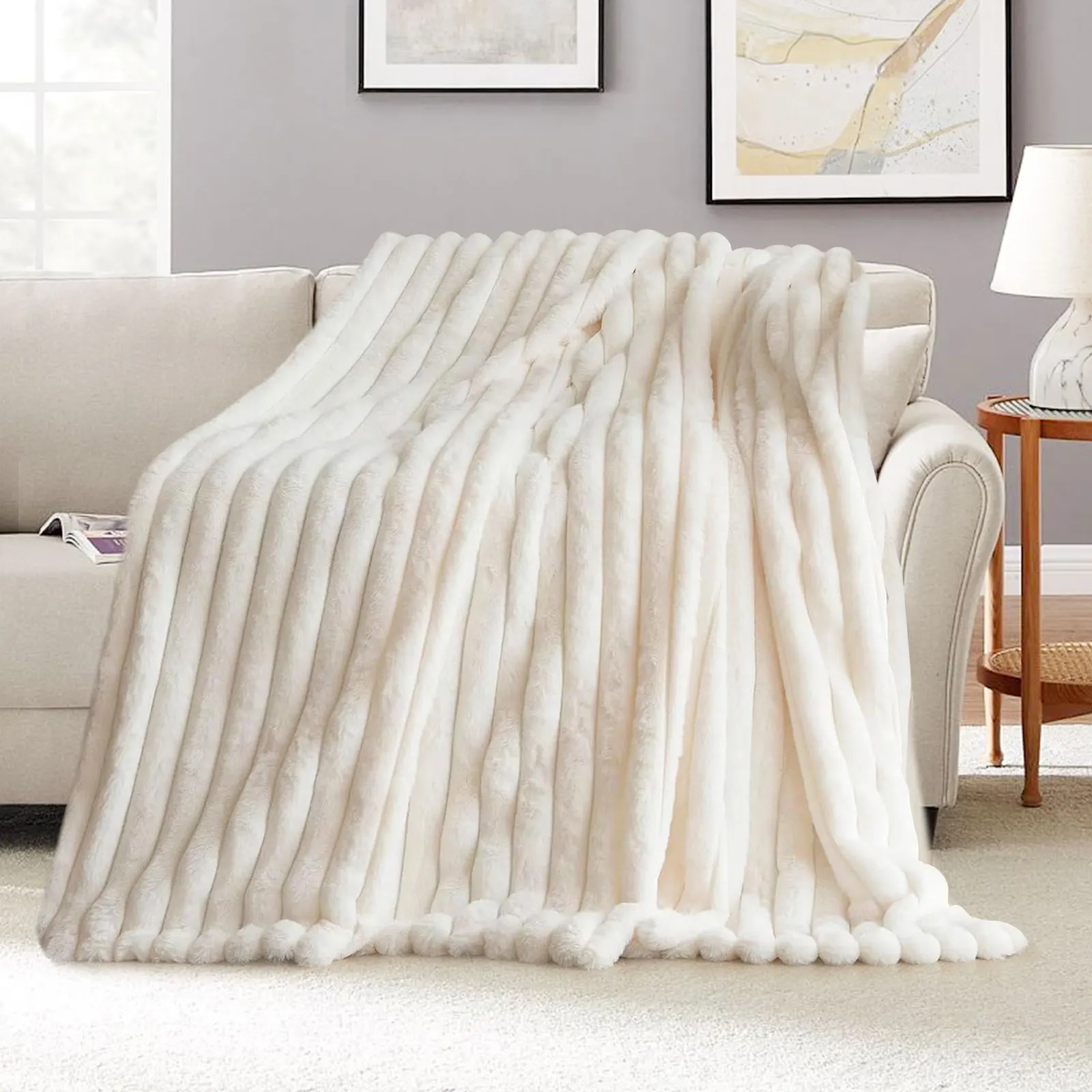 Thicken Winter Throw Blanket Faux Fur Plush Bed Fleece Fluffy Soft Knee Sofa Blanket Double Layer Stitch Bed Blankets