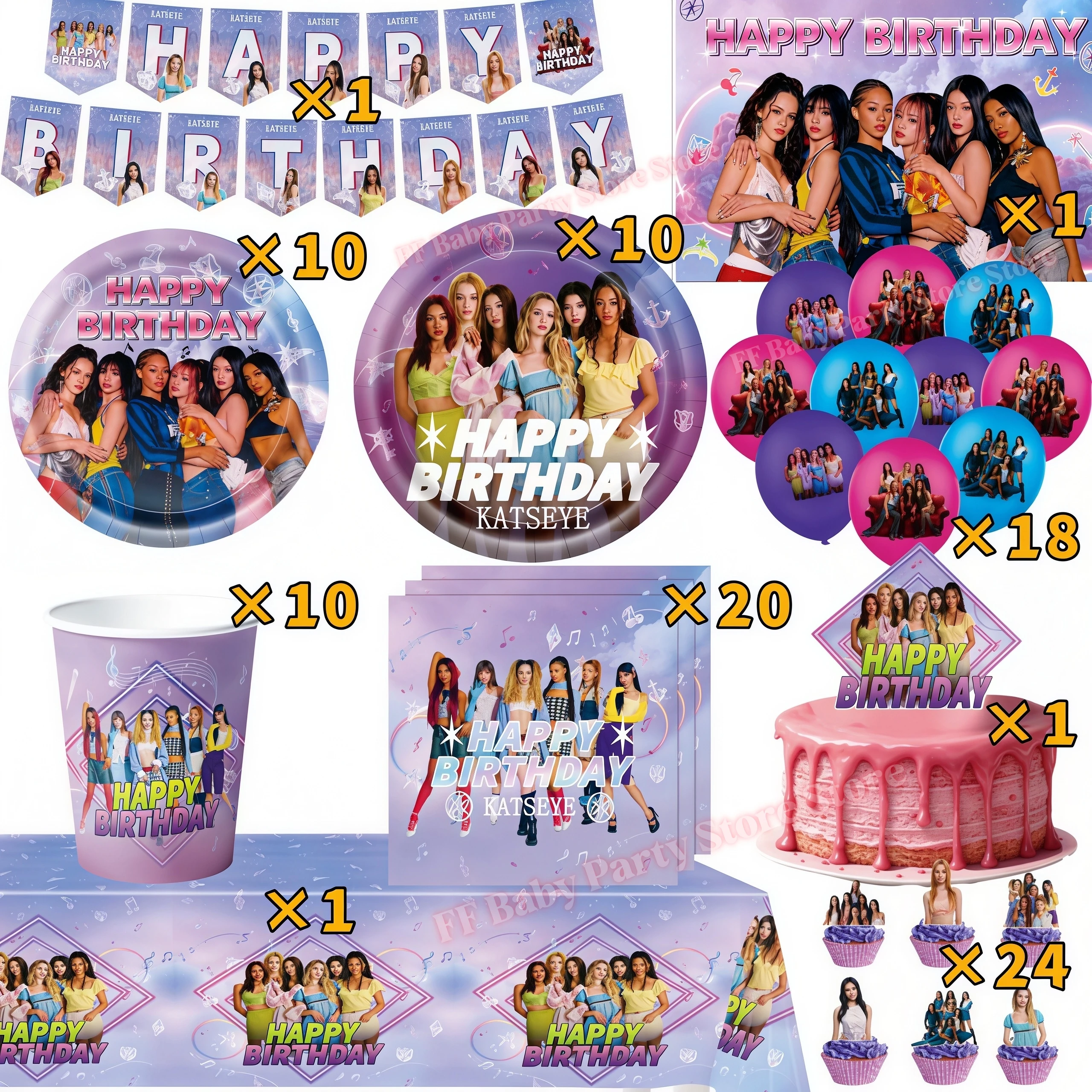K&Katseye Geburtstagsparty-Dekoration: Ballons, Teller, Becher, Hintergrundbanner für K-Pop-Girl-Partys, Fan-Geschenke, Kinder-Idol-Event-Zubehör – Detail 34