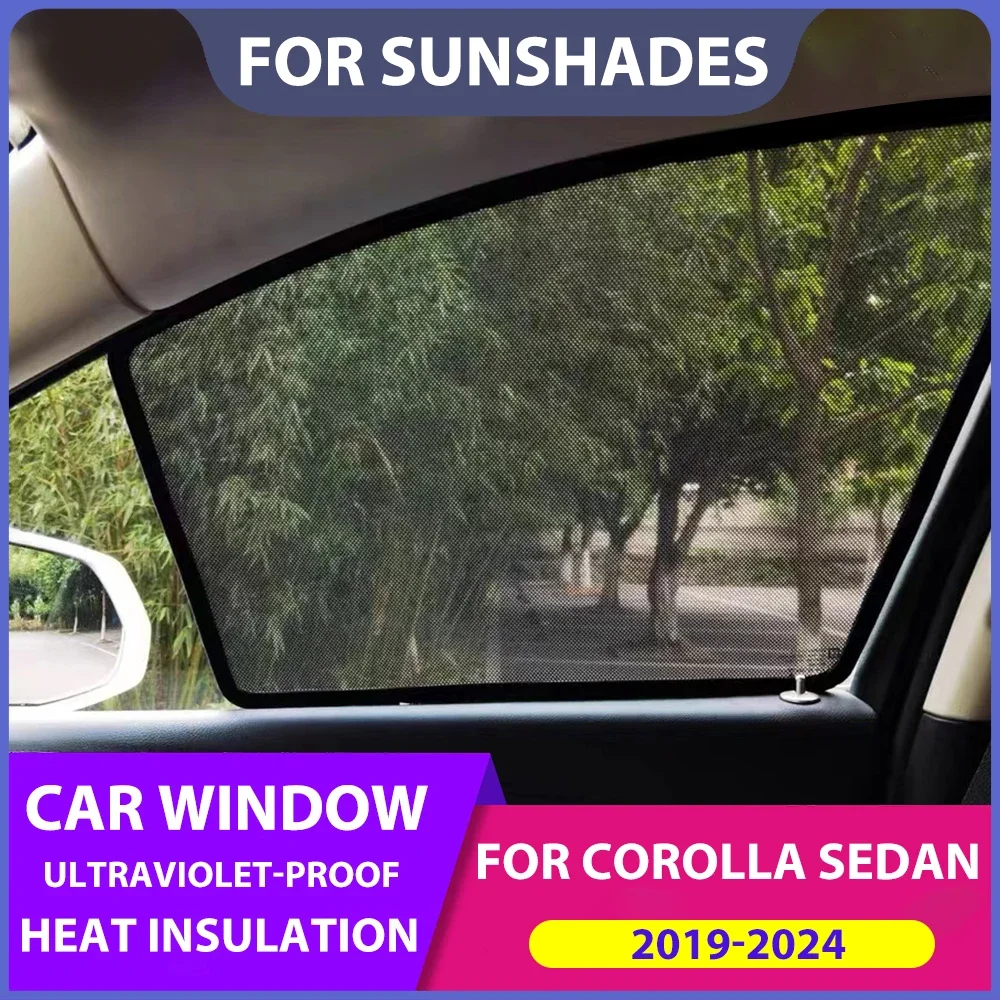 Magnetic Car Windows Sunshades For Toyota Corolla 12th Sedan 2019 2020 2021 Side Window Curtains Mesh For Corolla 2022 2023 2024