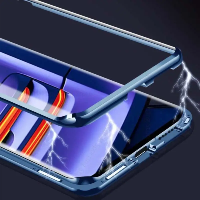 For Realme GT Neo3 Magnetic Adsorption Tempered Glass Phone Case For Realme GT Neo 3 360 Double Sided Film Protector Flip Cover